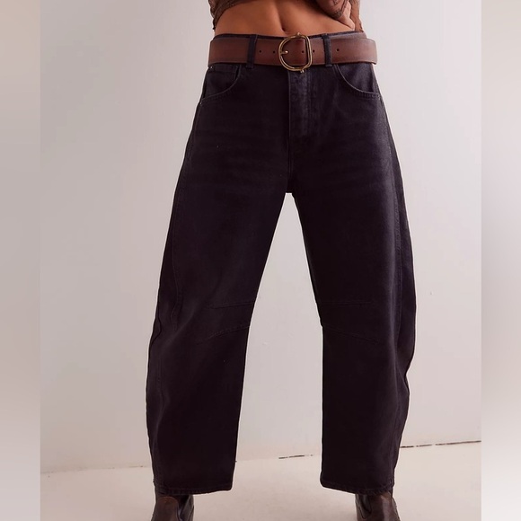 We The Free Good Luck Coated Barrel Jeans - Picture 1 of 6